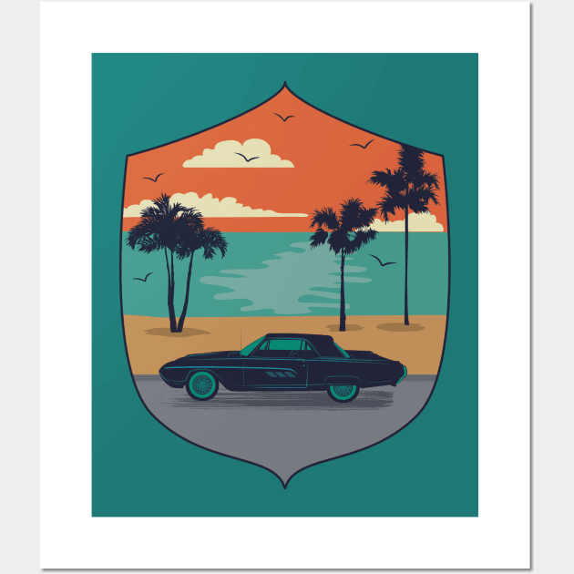 Classic Car By The Beach Wall Art by SWON Design